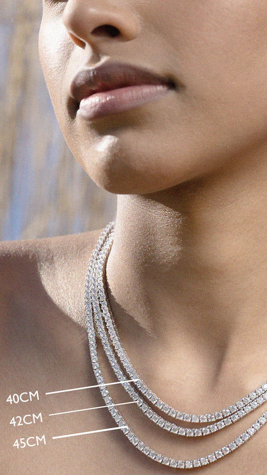 3mm Tennis Necklace Silver - Image 5
