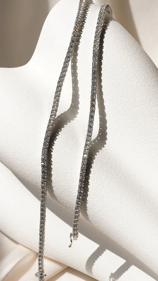 3mm Tennis Necklace Silver - Image 9
