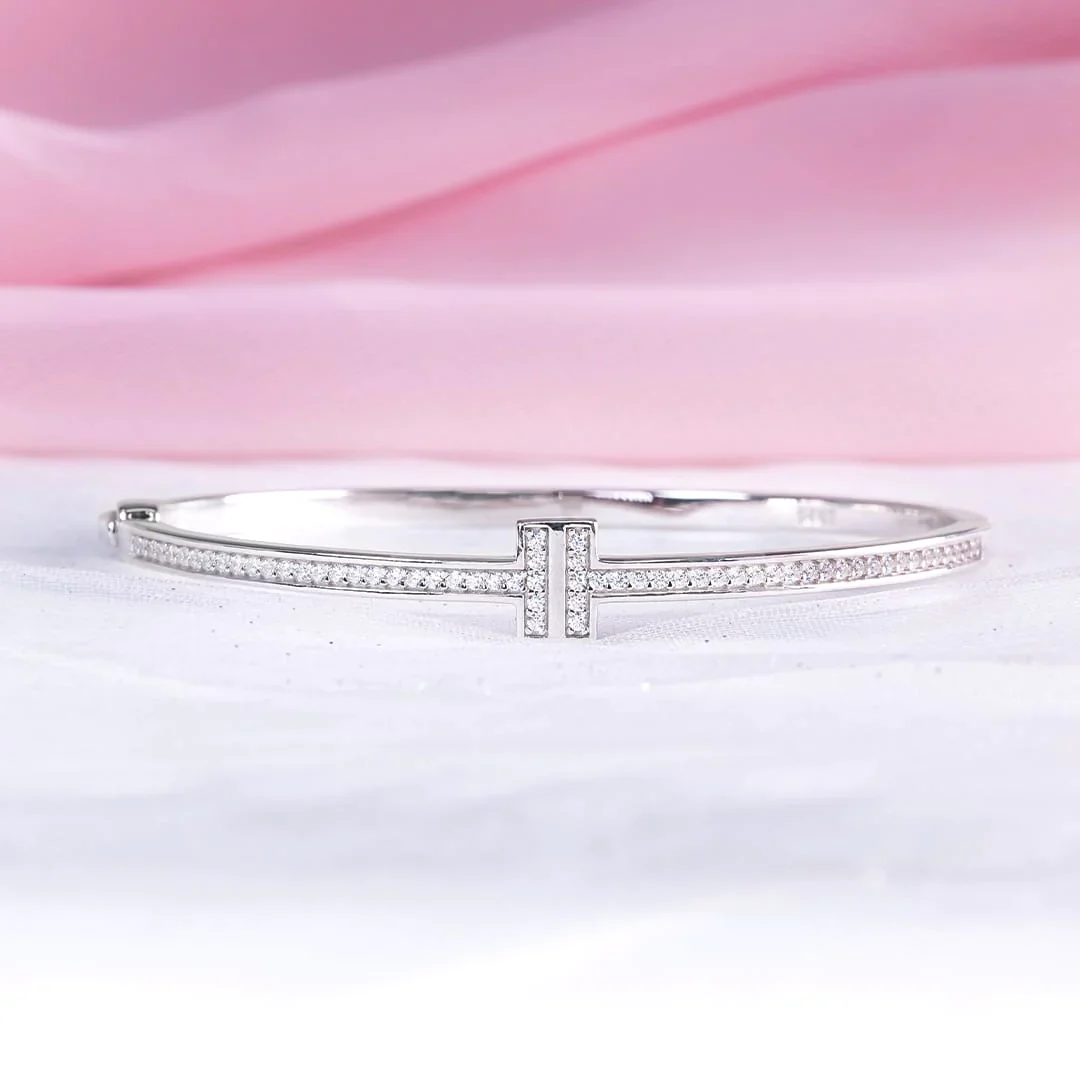 Silver Zircon Stones Bangle - Image 3