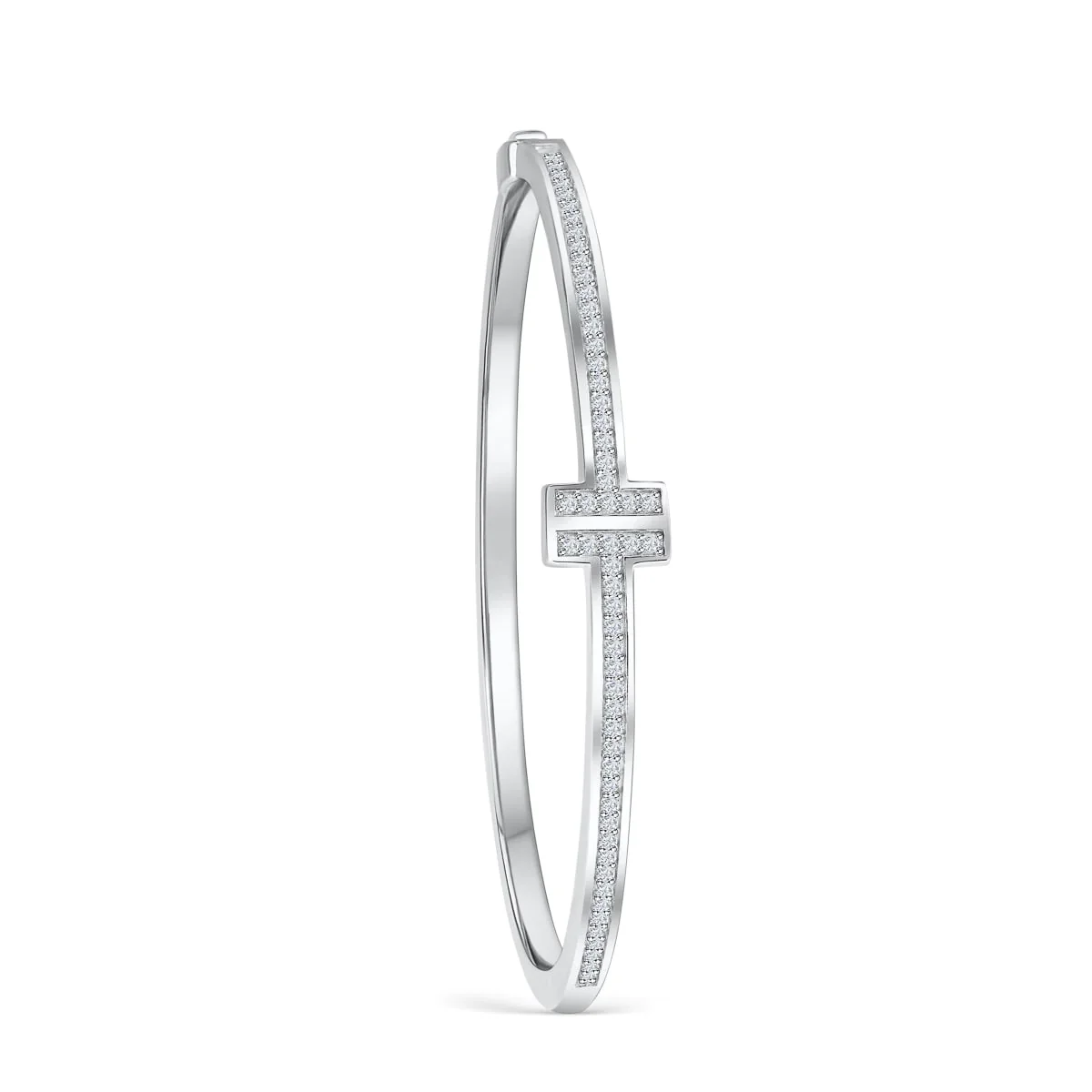 Silver Zircon Stones Bangle - Image 4
