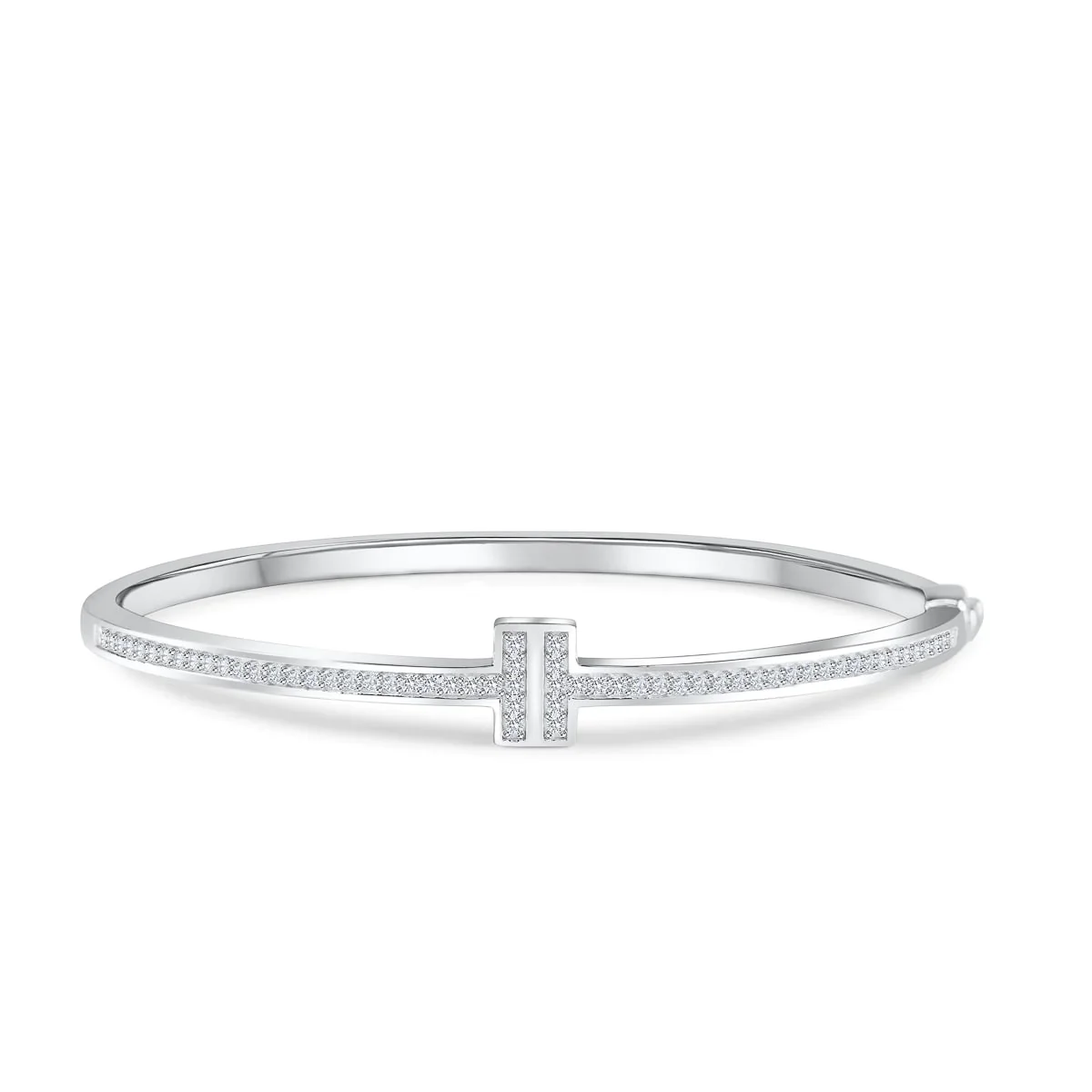 Silver Zircon Stones Bangle - Image 5