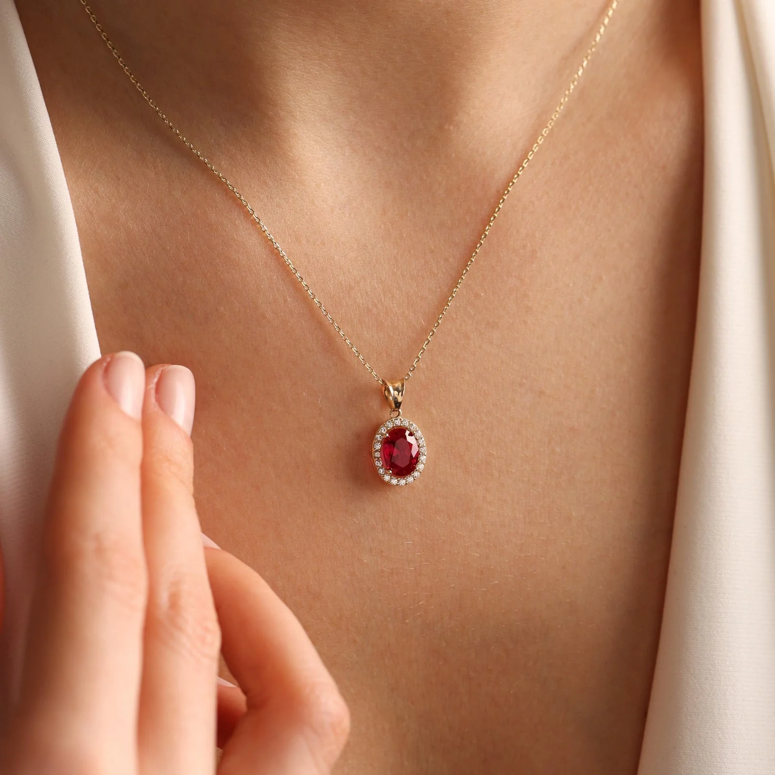 Sleeping Beauty Garnet Stone Necklace - Image 2