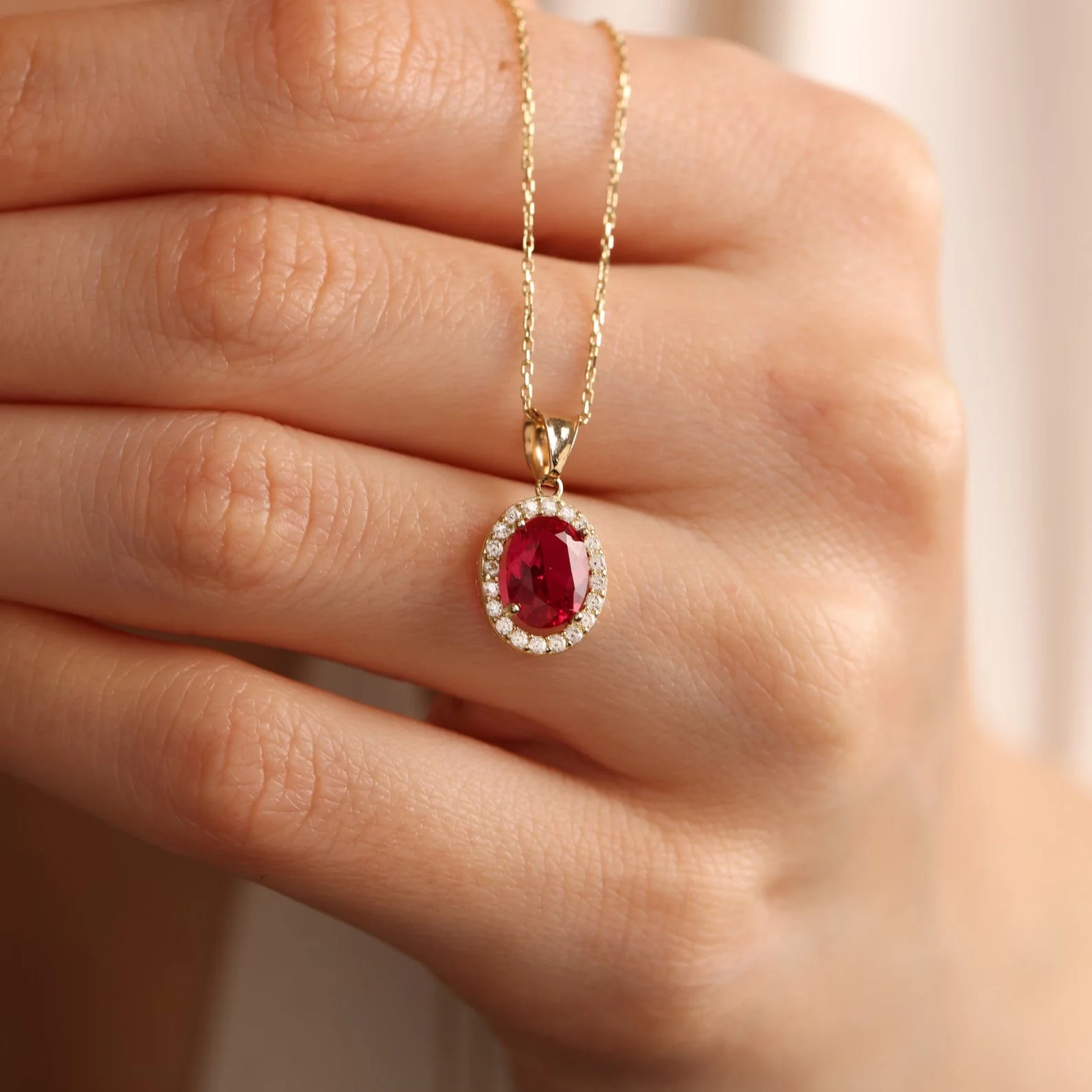 Sleeping Beauty Garnet Stone Necklace - Image 3