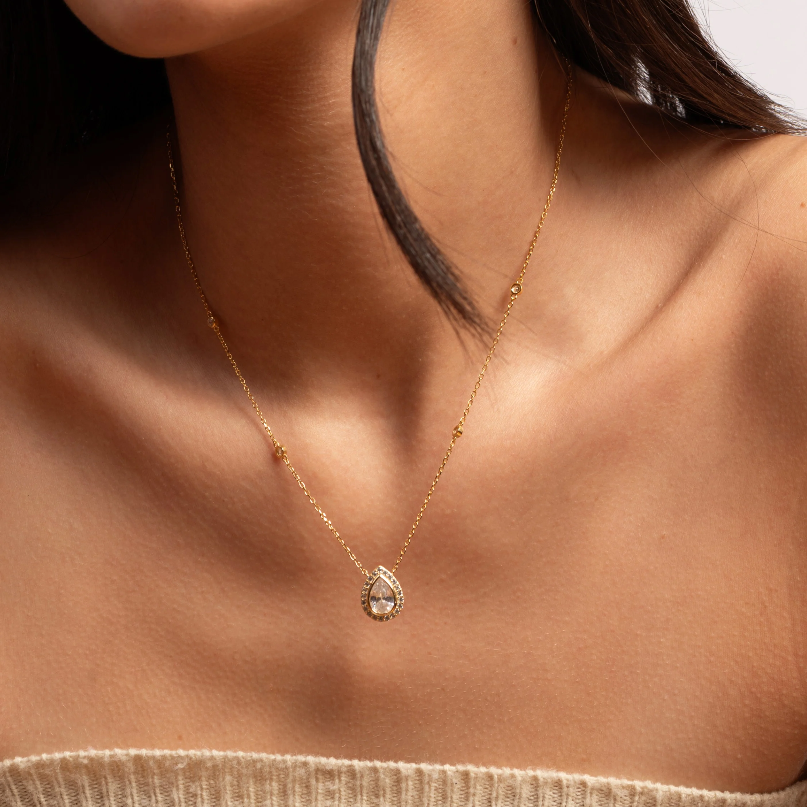 Swan Lake Pear Gold Plated Necklace - Image 3