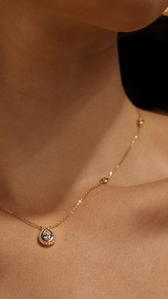 Swan Lake Pear Gold Plated Necklace - Image 4