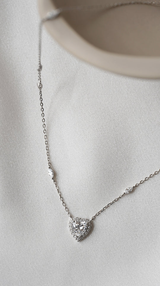 Sweetheart Zircon Silver Necklace - Image 3