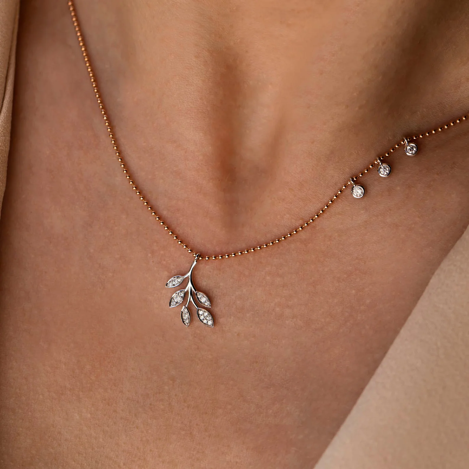 Take It Or Leaf It Zircon Necklace