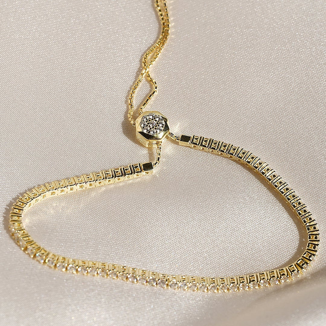 Tennis Adjustable Bracelet 3mm Gold Plating - Image 4