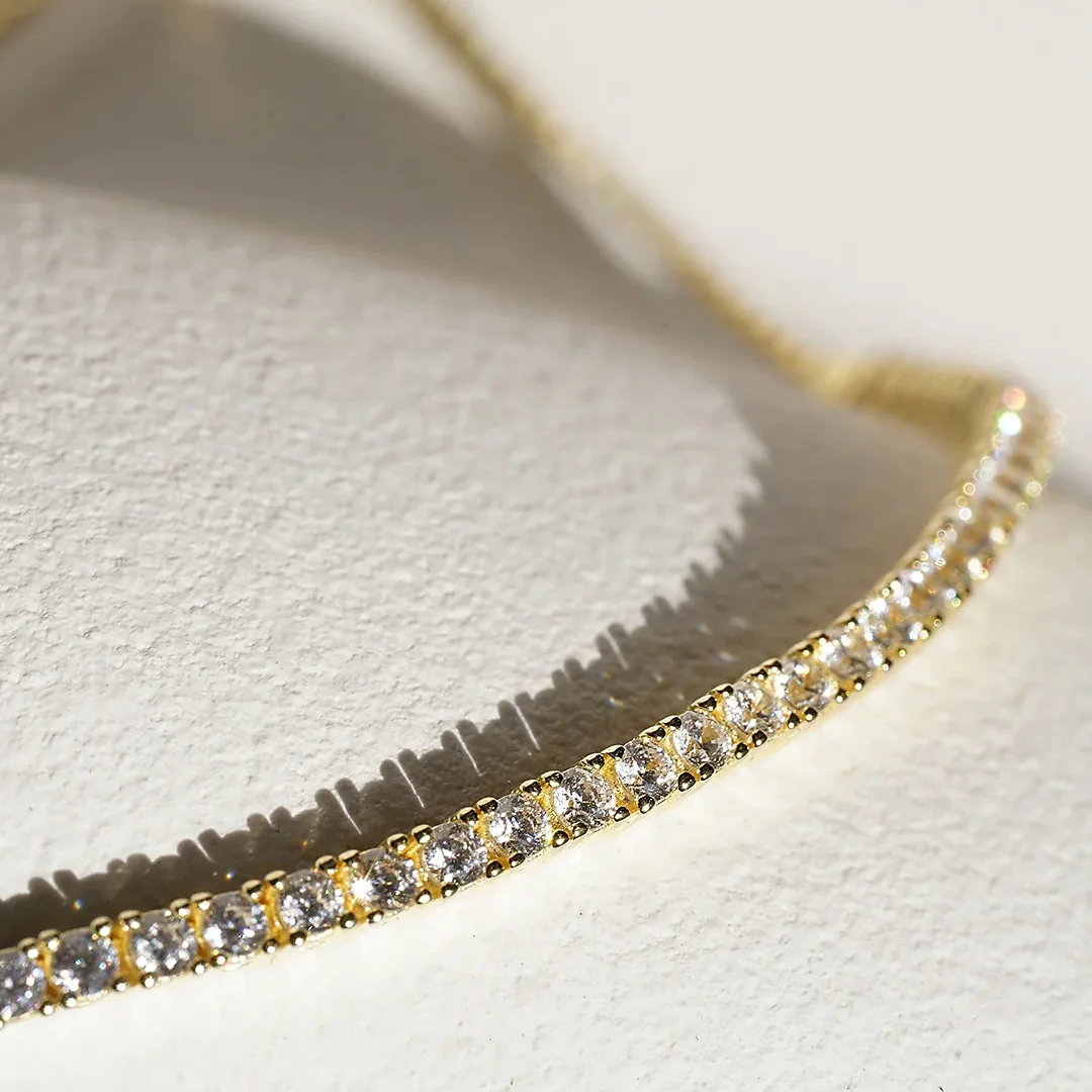 Tennis Adjustable Bracelet 3mm Gold Plating - Image 5