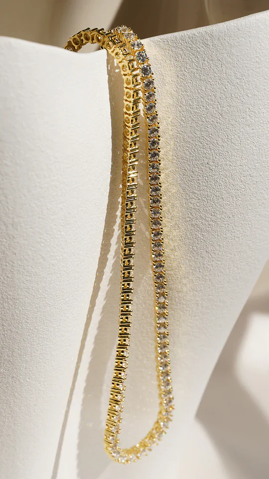 3mm Tennis Necklace Gold Plating - Image 5