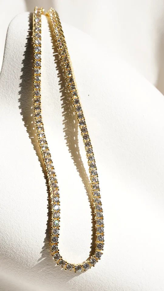 3mm Tennis Necklace Gold Plating - Image 6