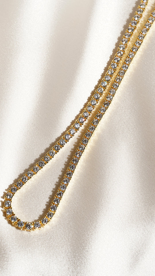 3mm Tennis Necklace Gold Plating - Image 7