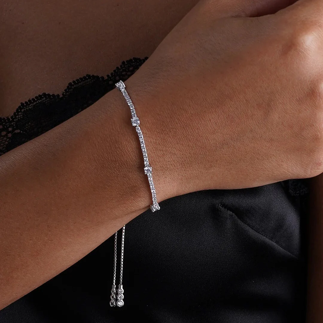 Tennis Multi Stone Bracelet Silver - Image 4