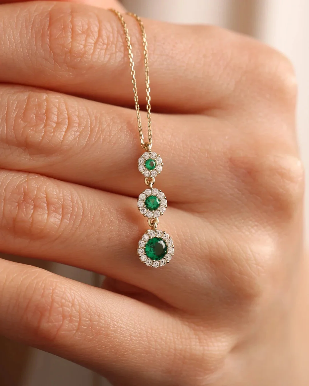 Three Wishes Emerald Stone Necklace - Image 2