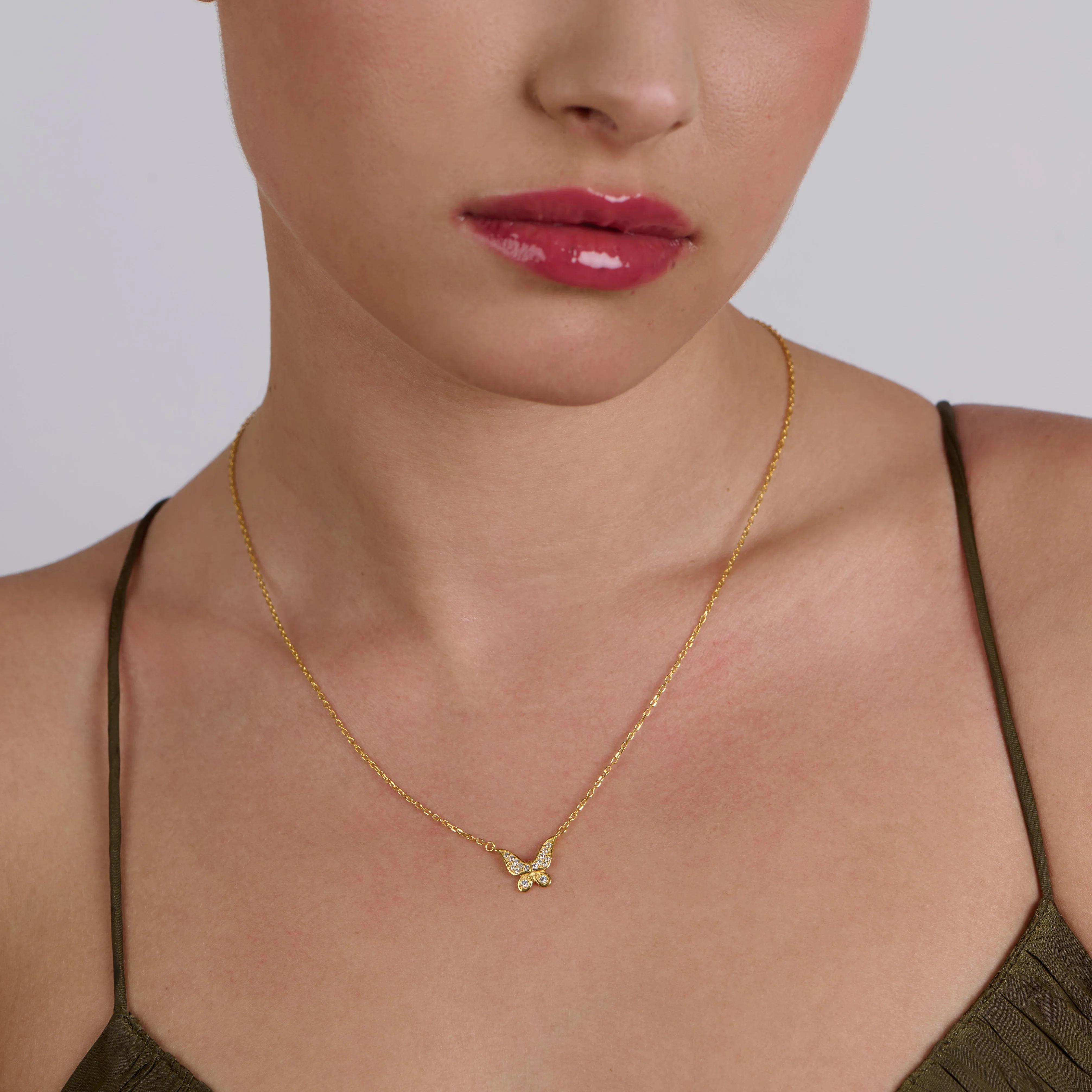 Tiny Fairy Butterfly Zircon Necklace - Image 3