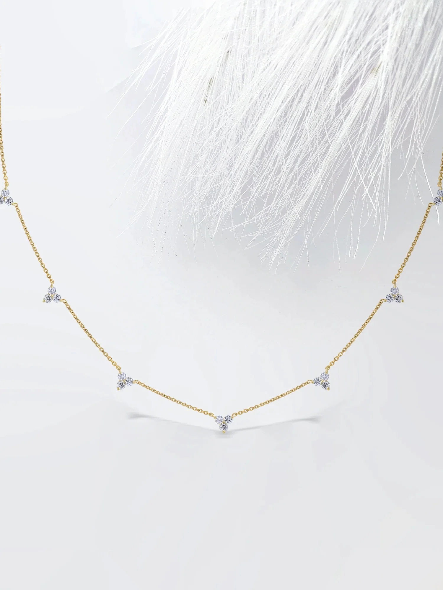 Tiny Three Stones Zircon Necklace - Image 3