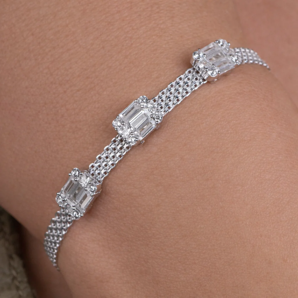 Triple Emerald Cut Bracelet - Image 3