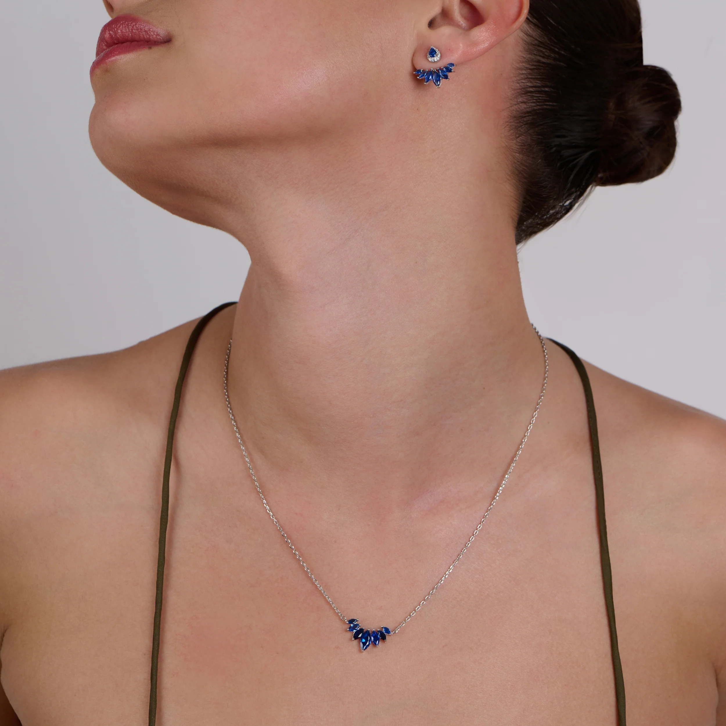 Azure Marquise Silver Necklace & Earrings Set - Image 2