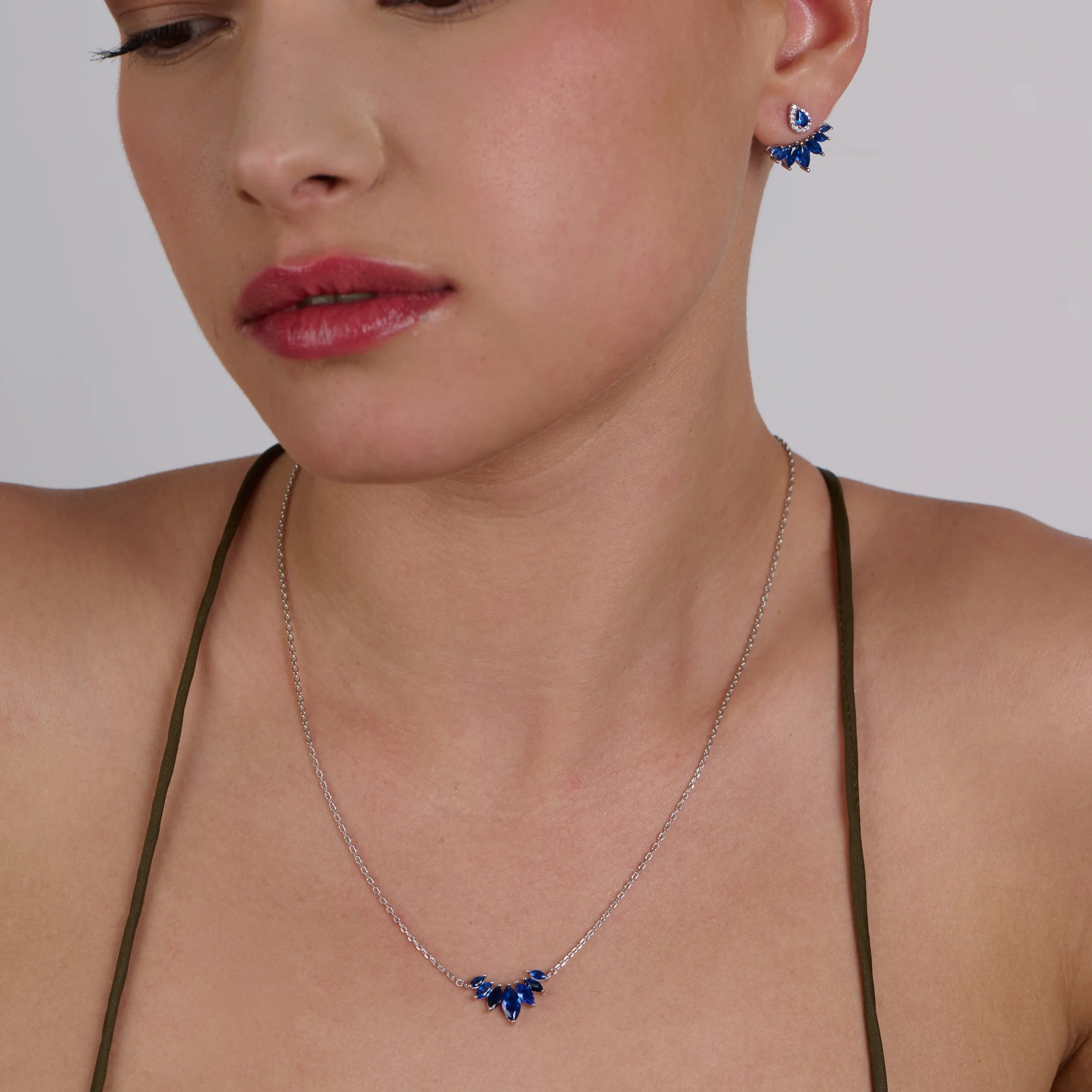 Azure Marquise Silver Necklace & Earrings Set - Image 3