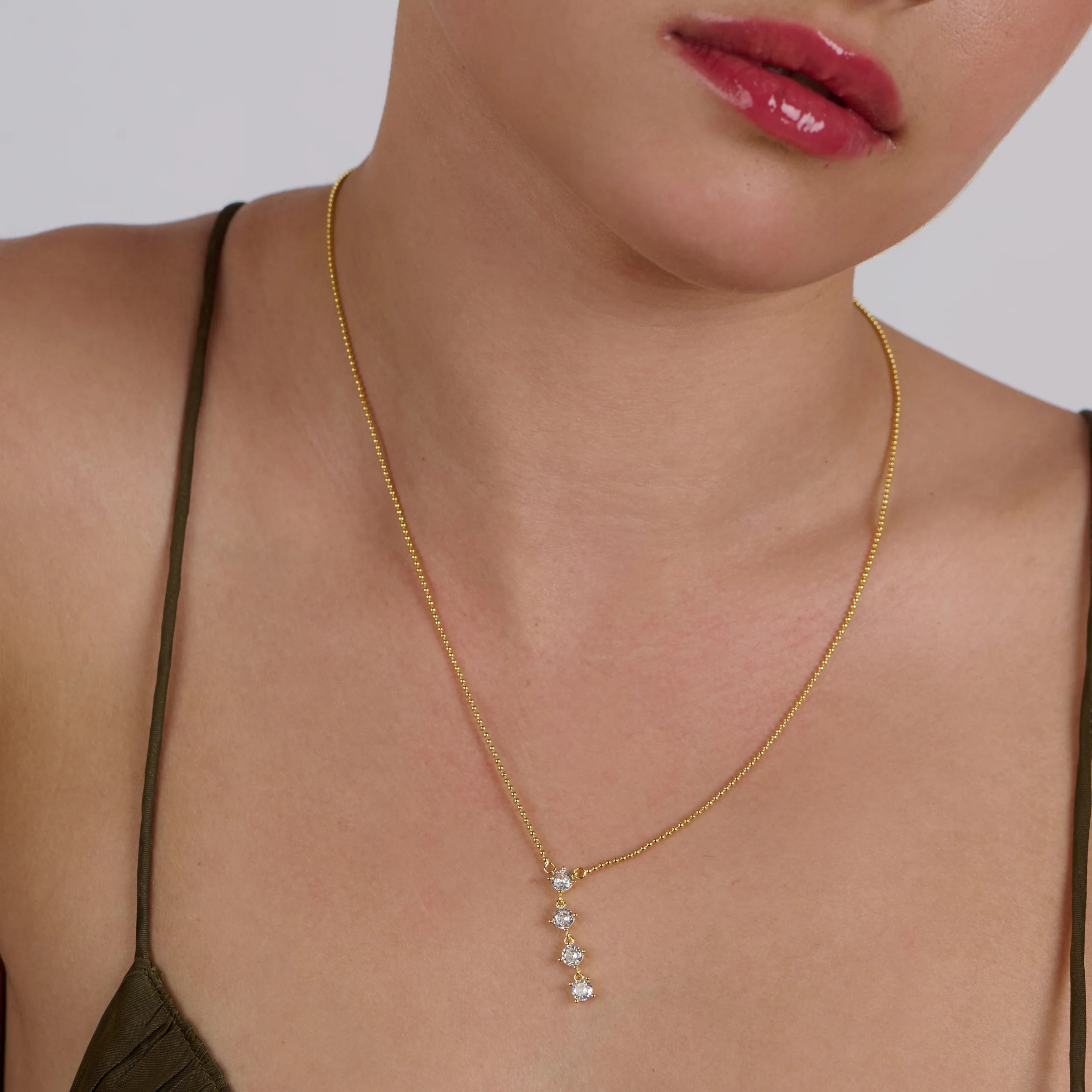 4 Stones Zircon Drop Y Necklace - Image 2