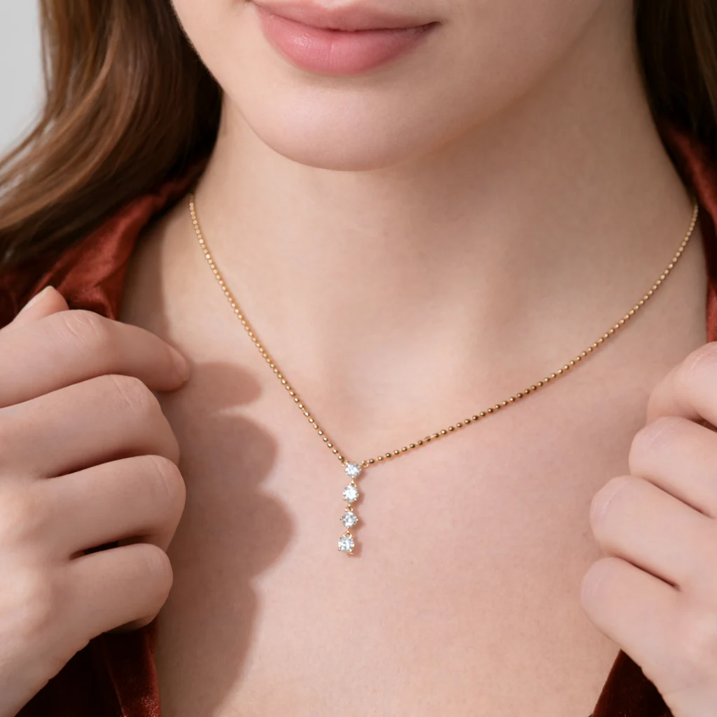 4 Stones Zircon Drop Y Necklace - Image 3