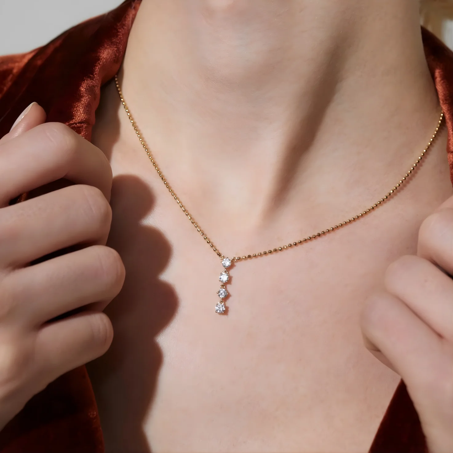 4 Stones Zircon Drop Y Necklace - Image 4