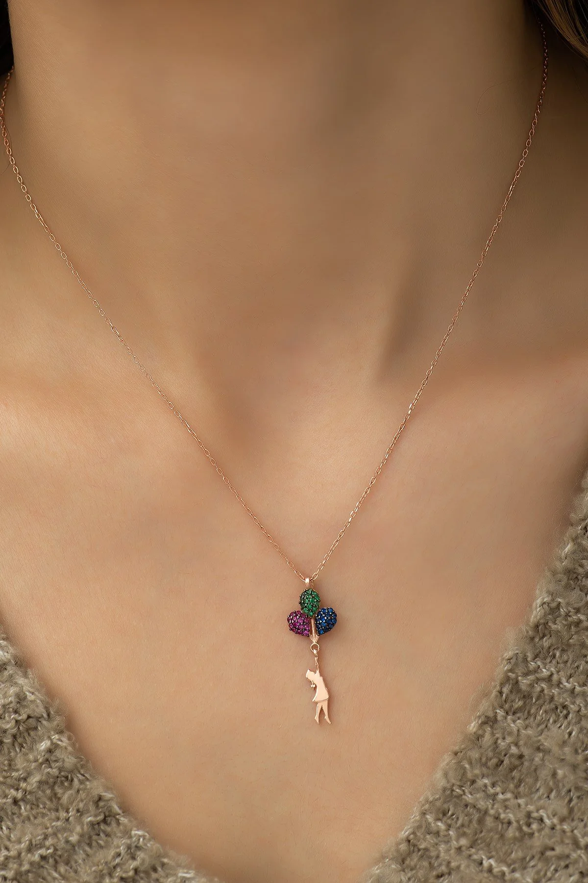 Up Mix Stones Necklace - Image 2