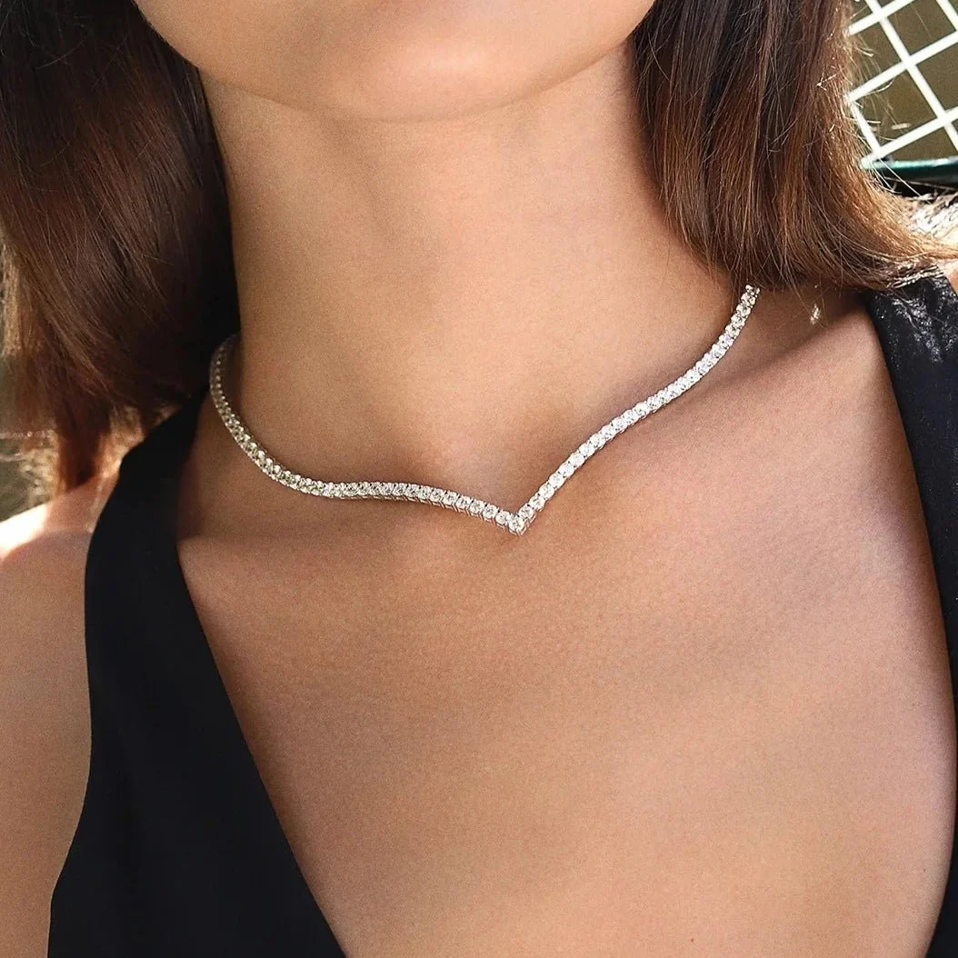 Vee-line Tennis Necklace 3mm Silver 42cm - Image 3