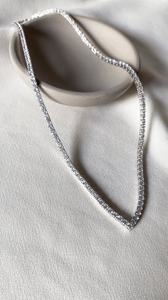 Vee-line Tennis Necklace 3mm Silver 42cm - Image 5