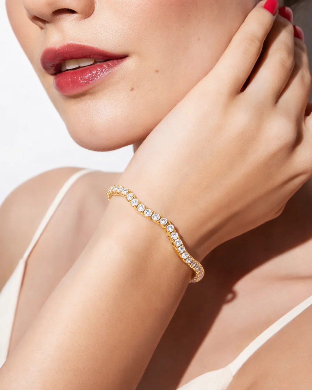 Golden Curve Tennis Bracelet - Image 2