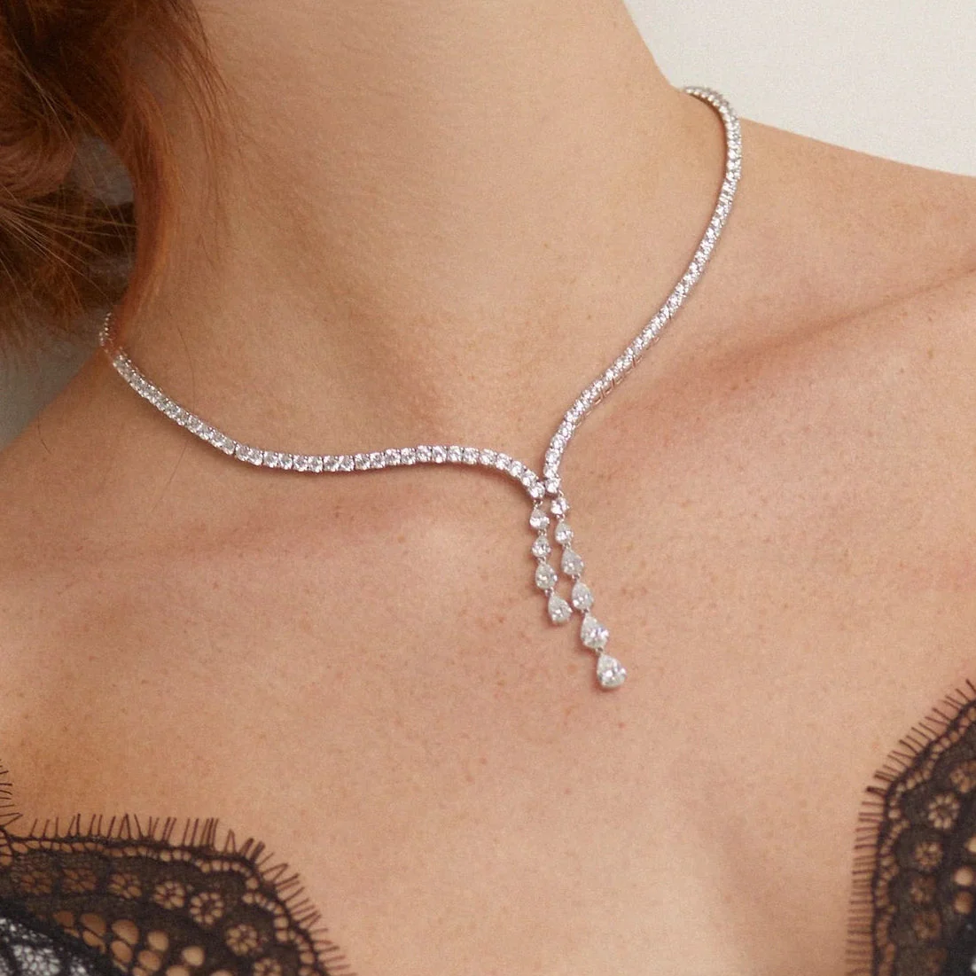 Juliet Lariat Tennis Necklace - Image 4