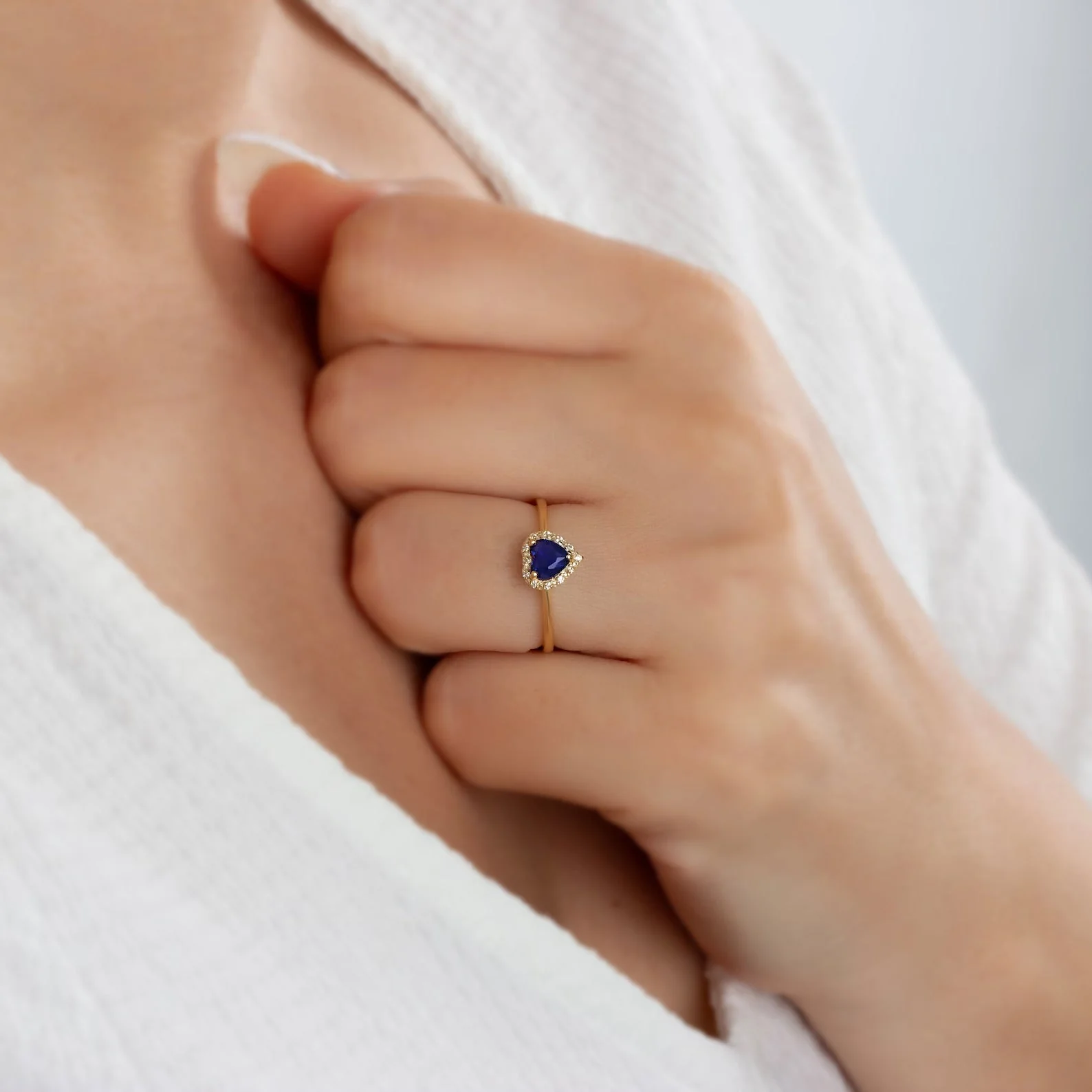 You Blue Sapphire Heart Ring - Image 3