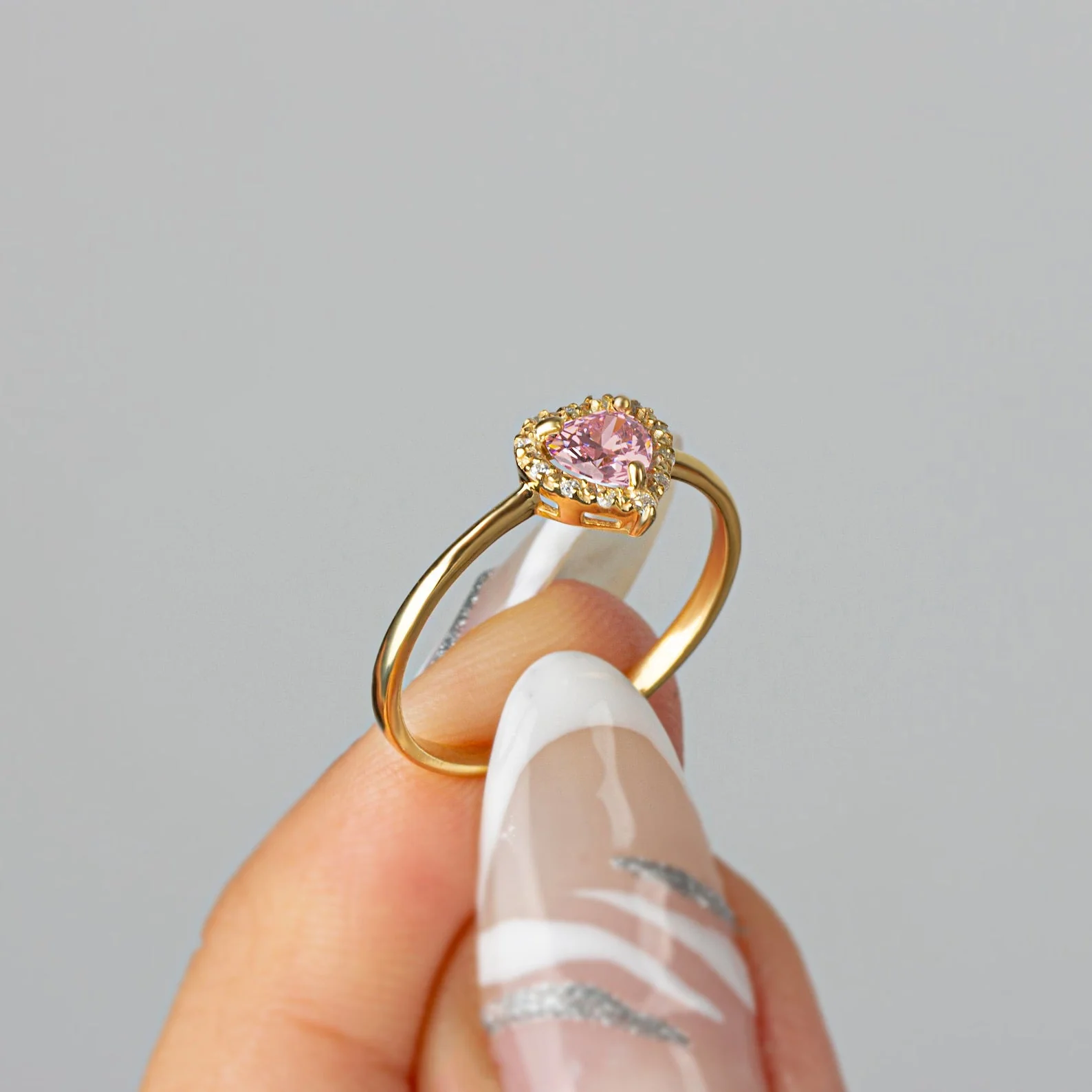 You Pink Zircon Heart Ring - Image 3