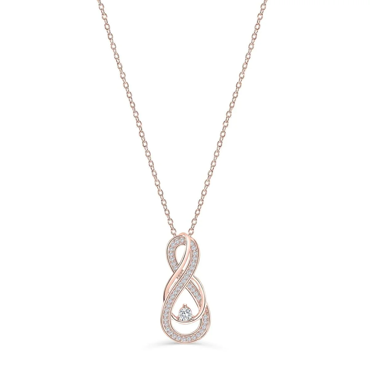 Zircon Stone Infinity Rose Gold Necklace - Image 3