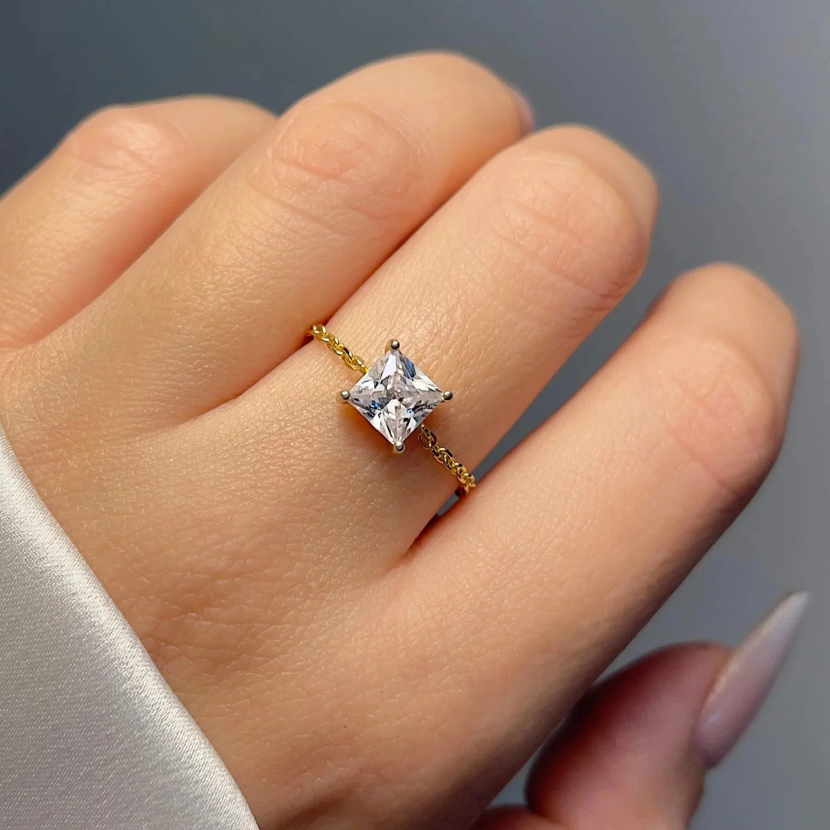 Zircon Stone Self-Love Chain Ring