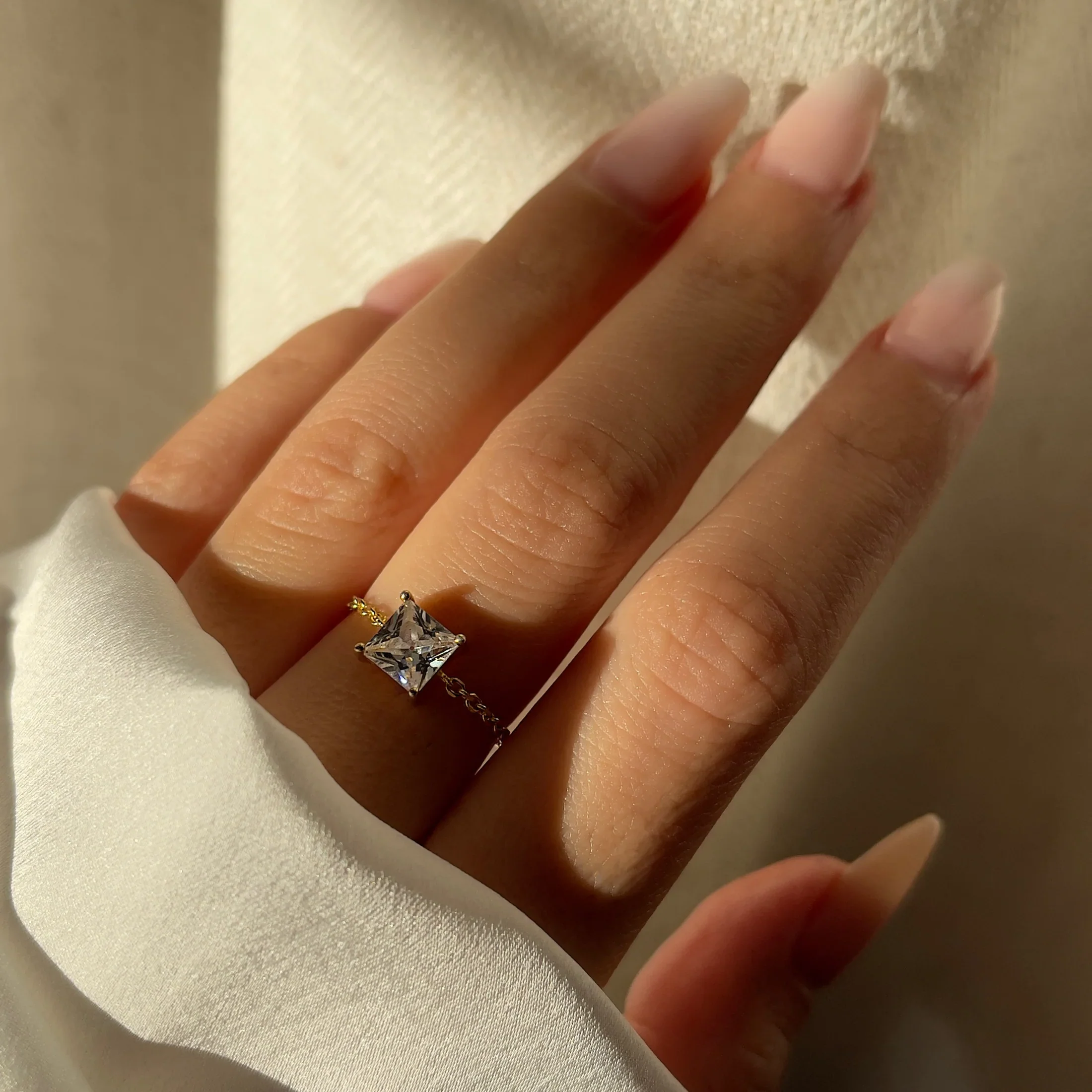 Zircon Stone Self-Love Chain Ring - Image 2