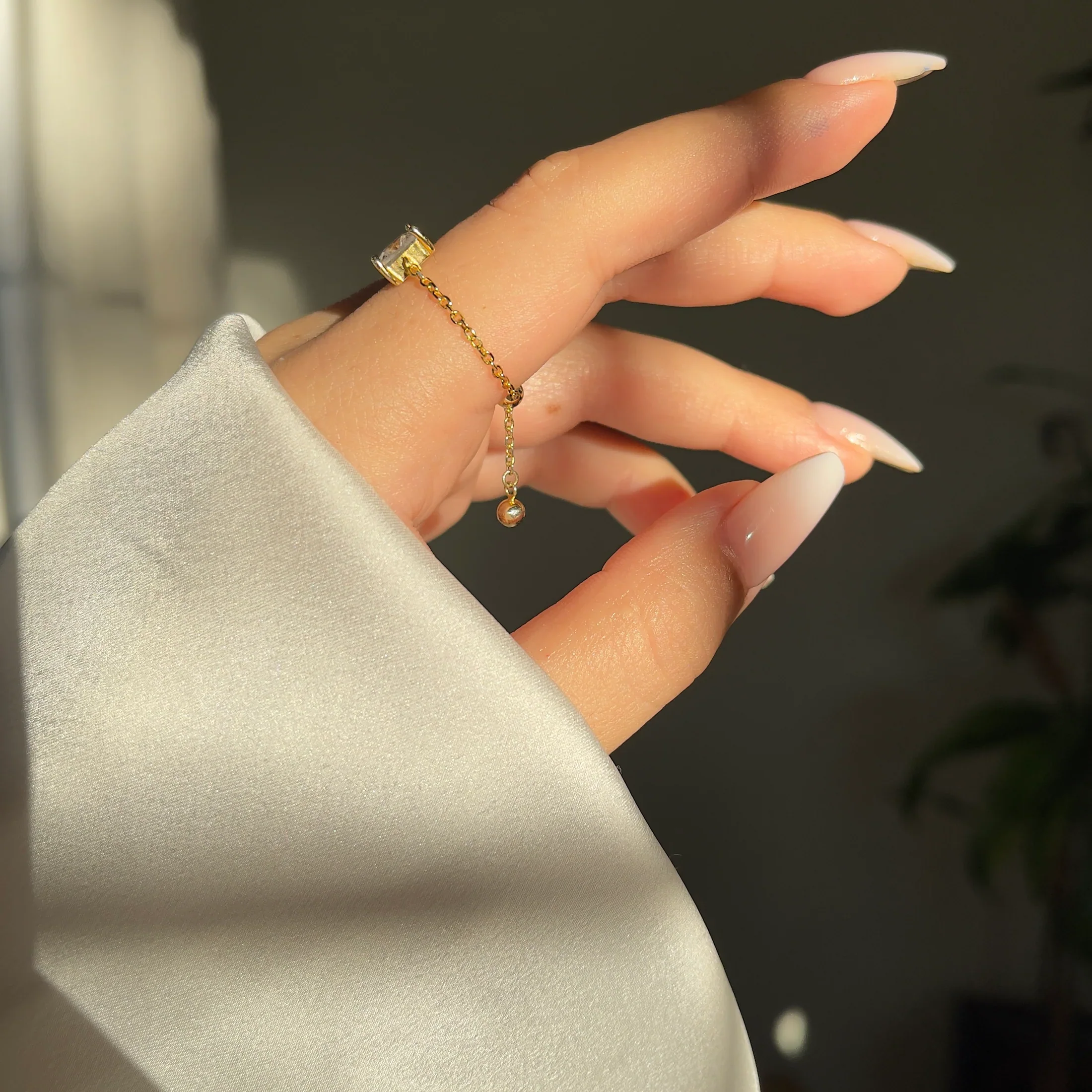 Zircon Stone Self-Love Chain Ring - Image 3